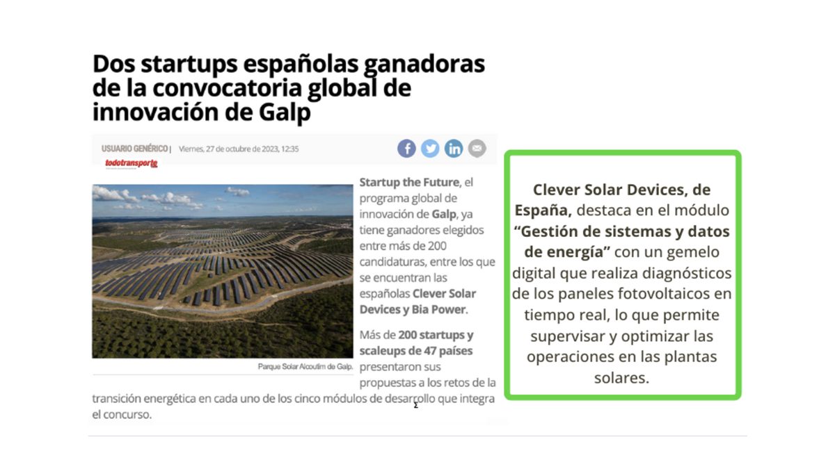 Clever Solar: one of two Spanish startups to win Galp's global call for innovation