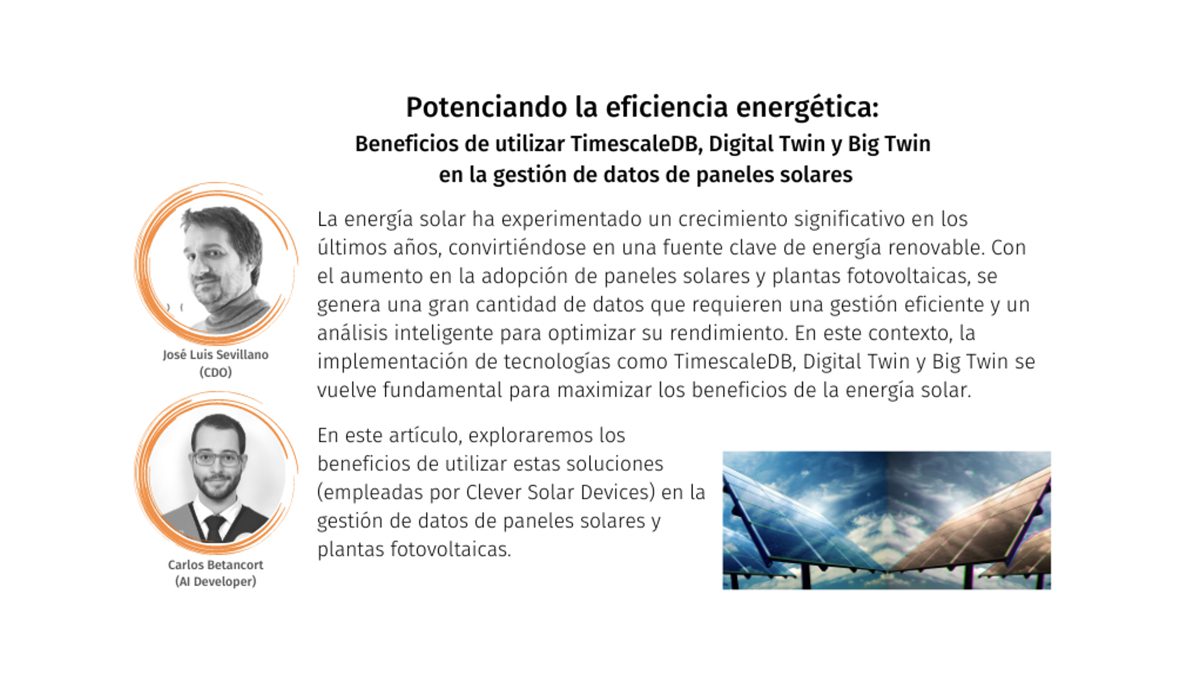 Beneficios de utilizar TimescaleDB, Digital Twin y Big Twin en la gestión de datos de paneles solares